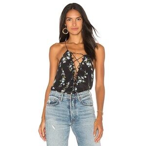 Karina Grimaldi | Oriana Print Lace Up Tank Top in Romance | Womens Size S